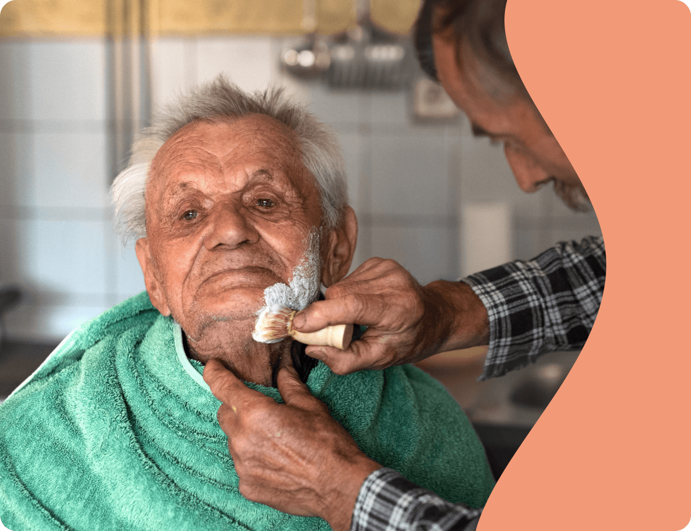 Older adult receiving personal care assistance at home