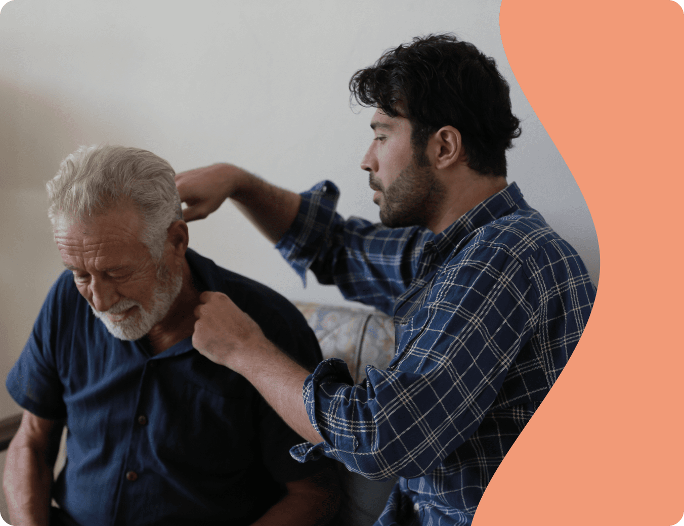 Older adult receiving personal care assistance at home